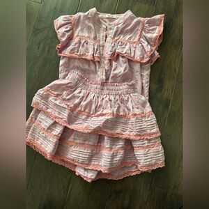 Day + Moon Pink Gingham Ruffled Skirt Set